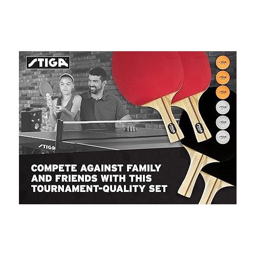 스티가 STIGA Performance 2 and 4-Player Ping Pong Paddle Set - Includes Performance Level Table Tennis Rackets and 3-Star ITTF Approved Balls