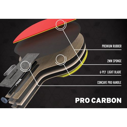 스티가 STIGA Pro Carbon Performance-Level Table Tennis Racket with Carbon Technology for Tournament Play