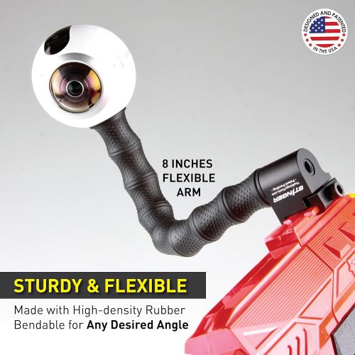  Stinger Python Action Camera Mount for Nerf Blaster Elise, Rival, Microshots, Zombie, Flexible Camera Arm Nerf Gun Mount, Compatible with GoPro, OSMO Action, and Other Action Camer
