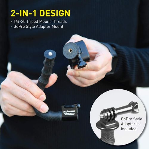  Stinger Python Action Camera Flexible Arm and Rail Mount For Picatinny and Weaver Rail System, Compatible with GoPro, OSMO Action, and other Action Cameras (Twin Arms)