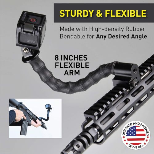  Stinger Python Action Camera Flexible Arm and Rail Mount For Picatinny and Weaver Rail System, Compatible with GoPro, OSMO Action, and other Action Cameras (Twin Arms)