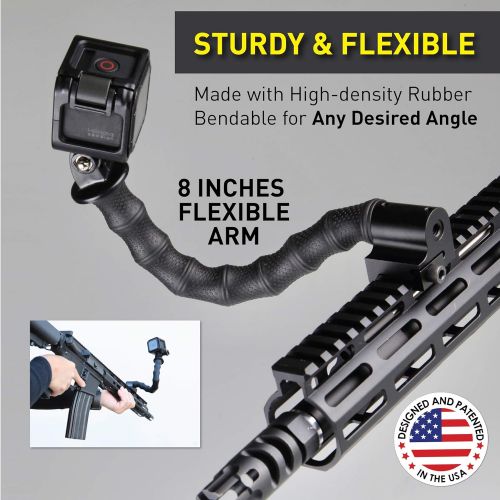  Stinger Python Action Camera Flexible Arm and Rail Mount For Picatinny and Weaver Rail System, Compatible with GoPro, OSMO Action, and other Action Cameras (One Arm)