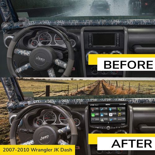  STINGER Jeep Wrangler JK Stereo Replacement 10 HD Touchscreen Radio with Android Auto, Apple CarPlay, Handsfree Bluetooth, GPS, Dual USB Includes All-in-one Dash Kit & Interface, 2