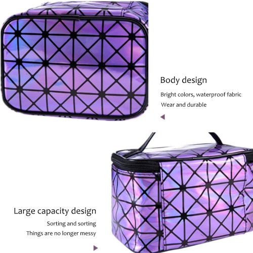  STKJ Makeup Bag, Travel Cosmetic Bags Brush Pouch Toiletry Kit Fashion Women Jewelry Organizer Portable Cube Purse,Purple