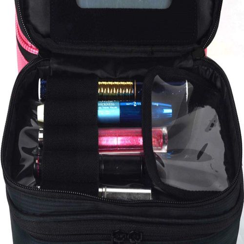  STKJ Travel Makeup Bag with Mirror, Makeup Train Case Travel Makeup BoxPortable Toiletry Organizer Tool Artist Storage Bag Brushes Bag,Black