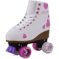 STMAX Roller Skates for Women Girls Size 5 Pink Heart for Adults Teenagers and Kids Quad Derby Light Adjustable Lace System Outdoor rollerskates Girl 4-Wheels Blades Indoor Classic Teena