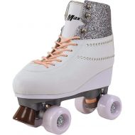 STMAX Roller Skates for Girls Size 3 Diamond Sparkle White for Kids Quad Derby Light with Adjustable Lace System Outdoor rollerskates Girl 4-Wheels Blades Indoor Classic Youth Toddler AB