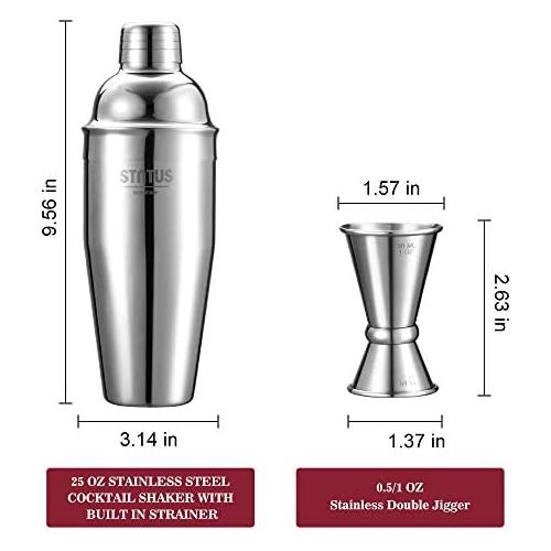  [아마존베스트]STNTUS INNOVATIONS Cocktail Shaker, STNTUS Cocktail Shakers, 25 oz Martini Shaker, Stainless Steel Drink Shaker, Drink Mixer, Martini Shaker and Strainer, Cocktail Shaker Set, Shakers Bartending, Bar