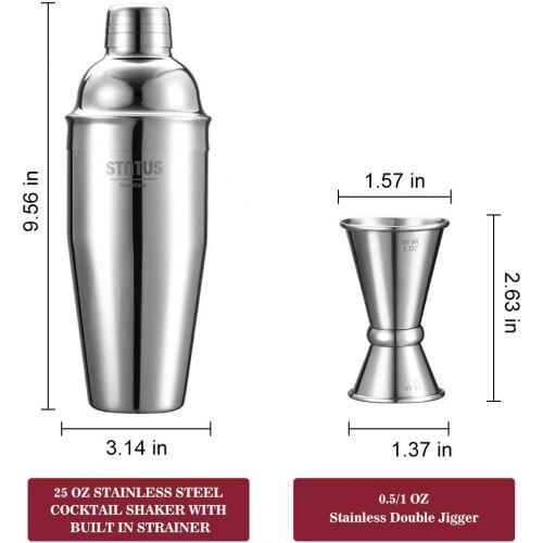  [아마존베스트]STNTUS INNOVATIONS Cocktail Shaker, STNTUS Cocktail Shakers, 25 oz Martini Shaker, Stainless Steel Drink Shaker, Drink Mixer, Martini Shaker and Strainer, Cocktail Shaker Set, Shakers Bartending, Bar