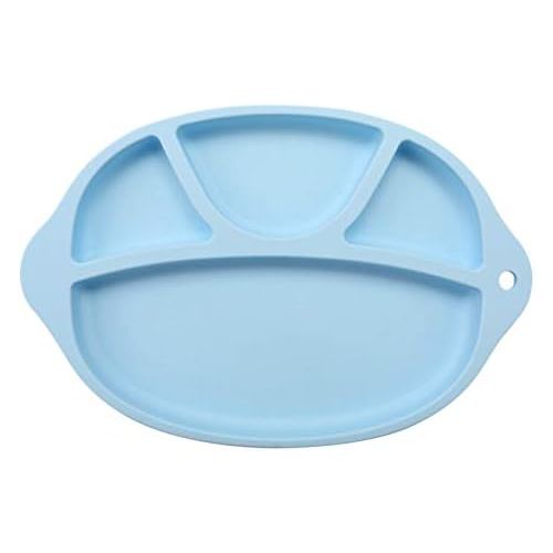  STOBOK Silicone Divided Plates Baby Feeding Bowls Dishes for Toddler Kids (Blue)