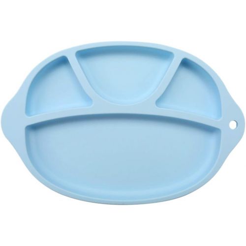  STOBOK Silicone Divided Plates Baby Feeding Bowls Dishes for Toddler Kids (Blue)