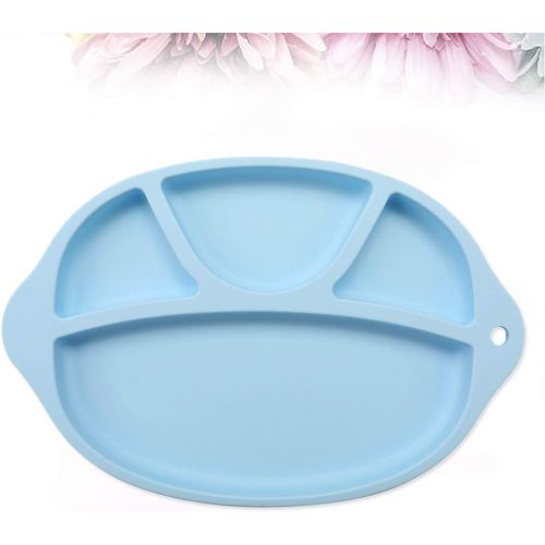  STOBOK Silicone Divided Plates Baby Feeding Bowls Dishes for Toddler Kids (Blue)