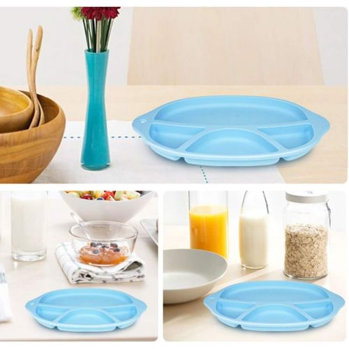  STOBOK Silicone Divided Plates Baby Feeding Bowls Dishes for Toddler Kids (Blue)