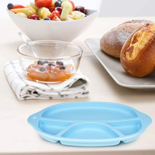  STOBOK Silicone Divided Plates Baby Feeding Bowls Dishes for Toddler Kids (Blue)