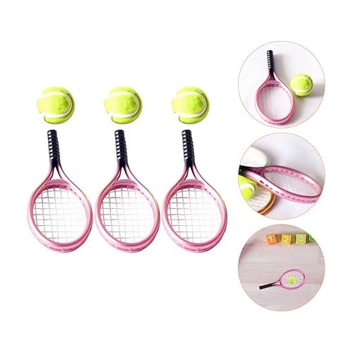  STOBOK Kids Toys Mini Toys Badminton Set Mini 3 Sets Mini House Tennis Set Miniature Tennis Racket Mini Tennis Photography Props Tennis Racket Mini Badminton Set Badminton Set Mini Toys