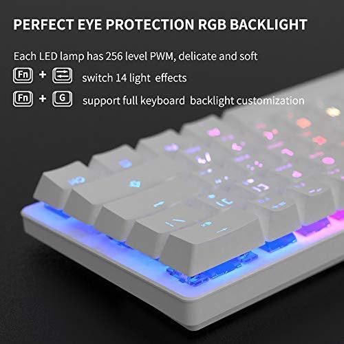  STOGA 60% Gaming Keyboard, RGB Mechanical Keyboard, Small 61-Key Wired Brown Switch Mini Keyboard, White Computer Keyboard for Gaming/Office/PC/Mac