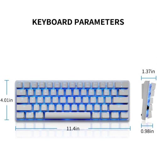  STOGA 60% Gaming Keyboard, RGB Mechanical Keyboard, Small 61-Key Wired Brown Switch Mini Keyboard, White Computer Keyboard for Gaming/Office/PC/Mac