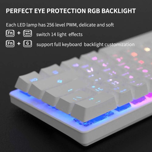  STOGA 60% Gaming Keyboard, RGB Mechanical Keyboard, Small 61-Key Wired Brown Switch Mini Keyboard, White Computer Keyboard for Gaming/Office/PC/Mac