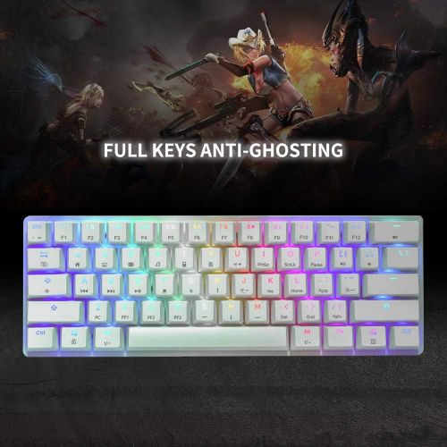  STOGA 60% Gaming Keyboard, RGB Mechanical Keyboard, Small 61-Key Wired Brown Switch Mini Keyboard, White Computer Keyboard for Gaming/Office/PC/Mac