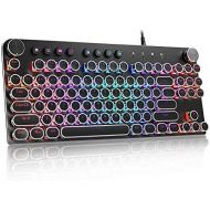 [아마존베스트]STOGA Mechanical Gaming Keyboard, Anti Ghosting Computer Keyboard, USB Wired Retro Keyboard with 87 Keys, Alloy Panel, RGB LED Backlit, 18 Kinds of Backlight Modes, Media Controls