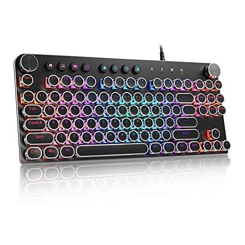  [아마존베스트]STOGA Mechanical Gaming Keyboard, Anti Ghosting Computer Keyboard, USB Wired Retro Keyboard with 87 Keys, Alloy Panel, RGB LED Backlit, 18 Kinds of Backlight Modes, Media Controls