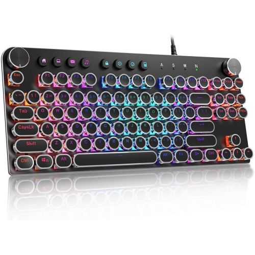  [아마존베스트]STOGA Mechanical Gaming Keyboard, Anti Ghosting Computer Keyboard, USB Wired Retro Keyboard with 87 Keys, Alloy Panel, RGB LED Backlit, 18 Kinds of Backlight Modes, Media Controls