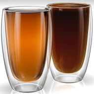 [아마존베스트]Stone & Mill Homewares Stone & Mill Large Double Wall Drinking Glasses Set of 2 - 15 Ounce - Insulated Glass Cups for Coffee, Iced Tea, Latte, Cappuccino AM-08