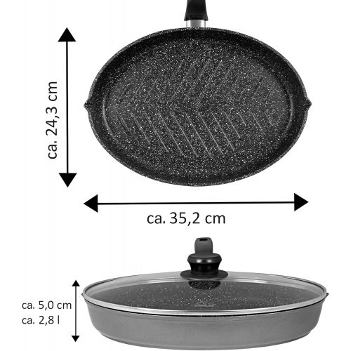  STONELINE XXL Fisch- und Schnitzelpfanne, 35 x 24 cm, mit Glasdeckel, induktionsgeeignet