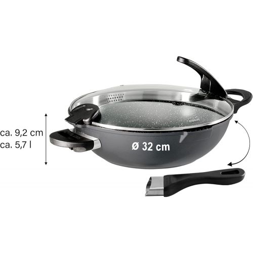  STONELINE FUTURE Wok 32 cm, mit Siebglasdeckel, induktionsgeeignet