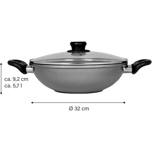  STONELINE Wok 32 cm, mit Glasdeckel, induktionsgeeignet