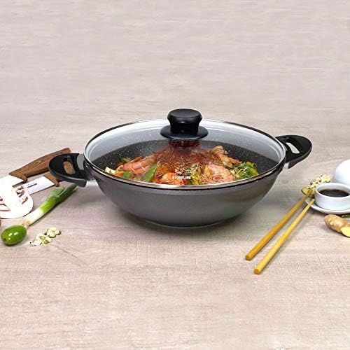  STONELINE Wok 32 cm, mit Glasdeckel, induktionsgeeignet