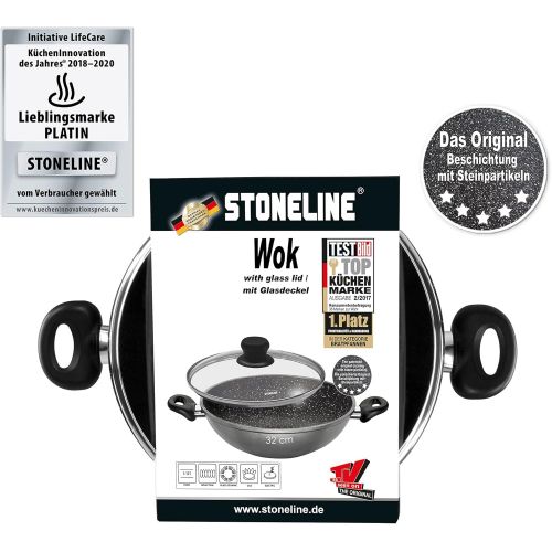  STONELINE Wok 32 cm, mit Glasdeckel, induktionsgeeignet