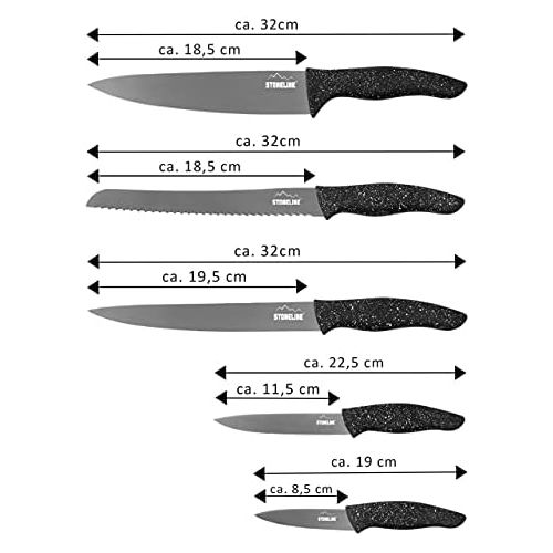  STONELINE Magnet Messerblock, bestueckt, 6-teilig, mit klappbarem Stander