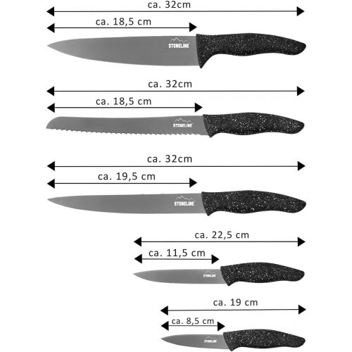  STONELINE Magnet Messerblock, bestueckt, 6-teilig, mit klappbarem Stander