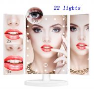 STOOT Makeup Mirror with 22 LED Lights，Desktop Double mirror1x 2X 3X 10x Magnifying Mirror (White)