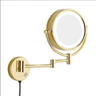 STOOT Bathroom Mirror with LED Illuminated,Shaving Mirrors Wall Mounted Extendable Arm Mirror 360° Rotatable 10X Magnification (Color : Bronze)