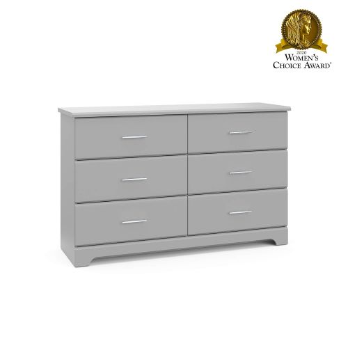  Stork Craft Storkcraft Brookside 6 Drawer Dresser, Kids Bedroom Dresser with 6 Drawers, Wood & Composite Construction, Ideal for Nursery Toddlers Room Kids Room, Pebble Gray