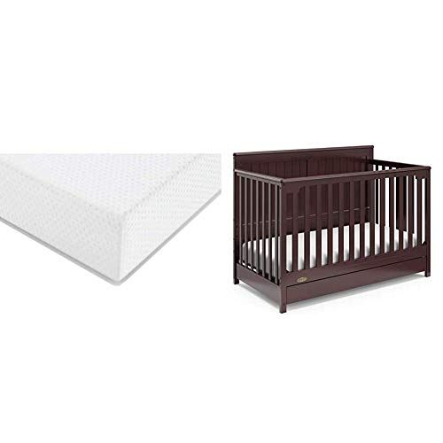  STORKCRAFT Graco Hadley Convertible Crib and Mattress Set, Espresso Includes 4-in-1 Convertible Crib with Drawer, Premium Foam Crib and Toddler Mattress