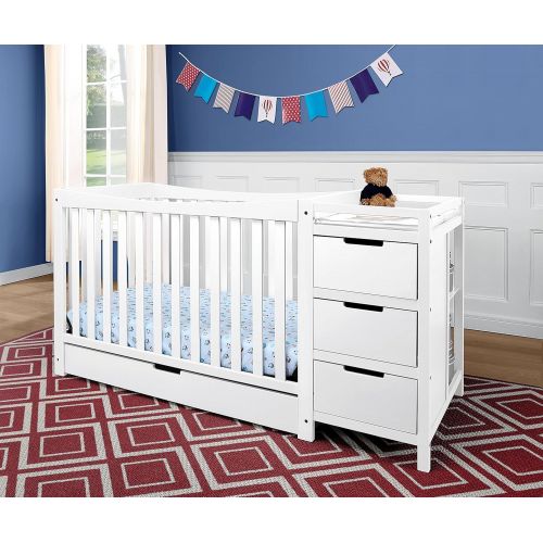 그라코 Graco Remi 4-in-1 Convertible Crib and Changer, White, Easily Converts to Toddler Bed Day Bed or Full Bed, Three Position Adjustable Height Mattress, Some Assembly Required (Mattre