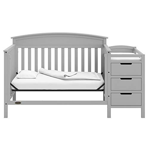 그라코 Graco Benton 5-in-1 Convertible Crib, Pebble Gray Easily Converts to Toddler Bed, Day Bed or Full Bed, 3 Position Adjustable Height Mattress