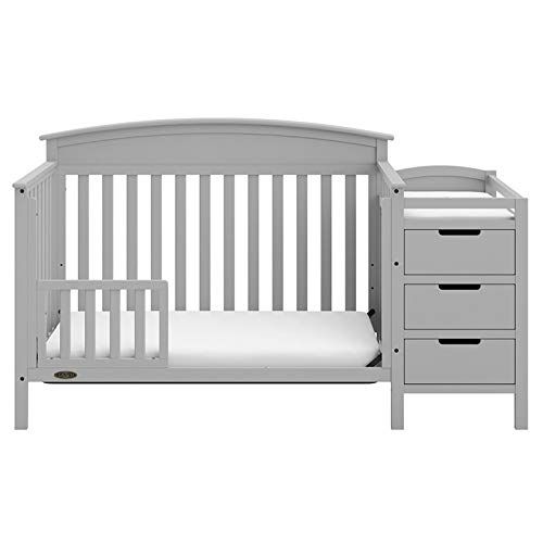 그라코 Graco Benton 5-in-1 Convertible Crib, Pebble Gray Easily Converts to Toddler Bed, Day Bed or Full Bed, 3 Position Adjustable Height Mattress