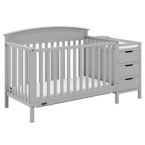 그라코 Graco Benton 5-in-1 Convertible Crib, Pebble Gray Easily Converts to Toddler Bed, Day Bed or Full Bed, 3 Position Adjustable Height Mattress