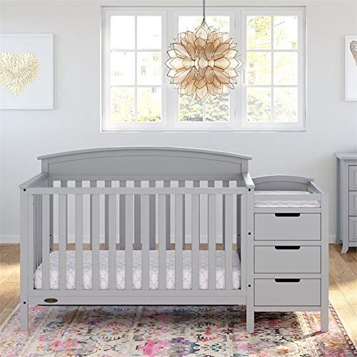 그라코 Graco Benton 5-in-1 Convertible Crib, Pebble Gray Easily Converts to Toddler Bed, Day Bed or Full Bed, 3 Position Adjustable Height Mattress