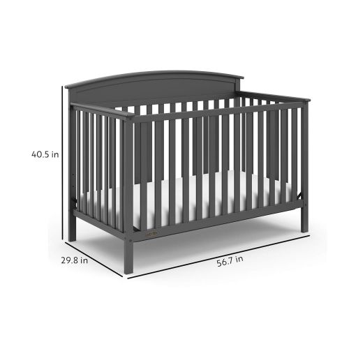 그라코 Graco Benton 5-in-1 Convertible Crib, Pebble Gray Easily Converts to Toddler Bed, Day Bed or Full Bed, 3 Position Adjustable Height Mattress