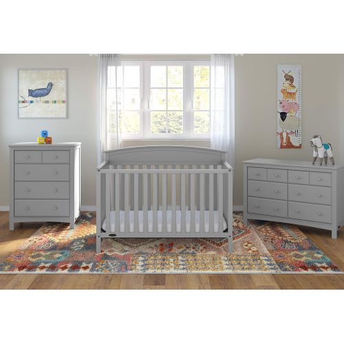 그라코 Graco Benton 5-in-1 Convertible Crib, Pebble Gray Easily Converts to Toddler Bed, Day Bed or Full Bed, 3 Position Adjustable Height Mattress