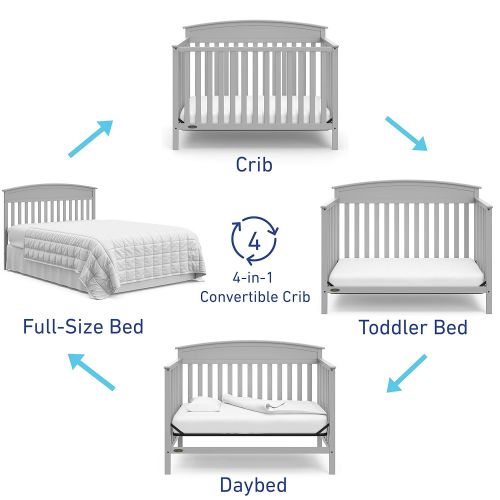 그라코 Graco Benton 5-in-1 Convertible Crib, Pebble Gray Easily Converts to Toddler Bed, Day Bed or Full Bed, 3 Position Adjustable Height Mattress