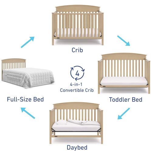 그라코 Graco Benton 5-in-1 Convertible Crib, Pebble Gray Easily Converts to Toddler Bed, Day Bed or Full Bed, 3 Position Adjustable Height Mattress