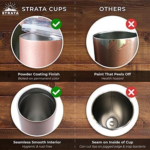  [아마존베스트]STRATA CUPS SKINNY TUMBLERS (4 pack) 20oz Stainless Steel Double Wall Insulated Tumblers with Lids and Straws | Skinny Travel Mug, Straw Cleaner INCLUDED! Reusable Cup With Straw | Vinyl DIY G