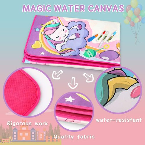  [아마존베스트]STREET WALK Water Drawing Mat- Kids Painting Writing Doodle Board Toy - Color Doodle Drawing Mat Bring Magic Pens Educational Toys for Age 3 4 5 6 7 8 9 10 11 12 Year Old Girls Boys Age Toddle