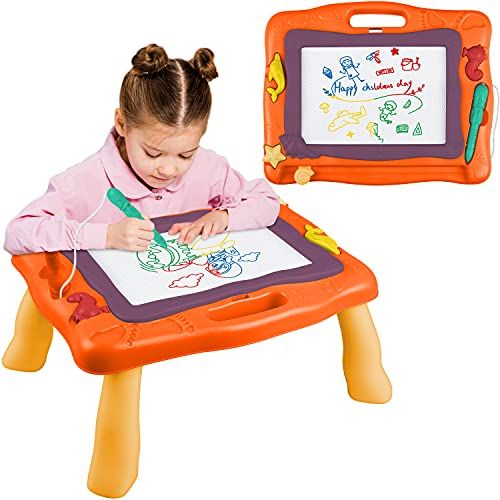  [아마존베스트]STREET WALK Magnetic Drawing Board Toy for Kids.Education Doodle Toys for Toddlers Learning,Colorful Erasable Magnet Writing Sketching Pad for 3 4 5 Year Old Boys Girls(Blue)